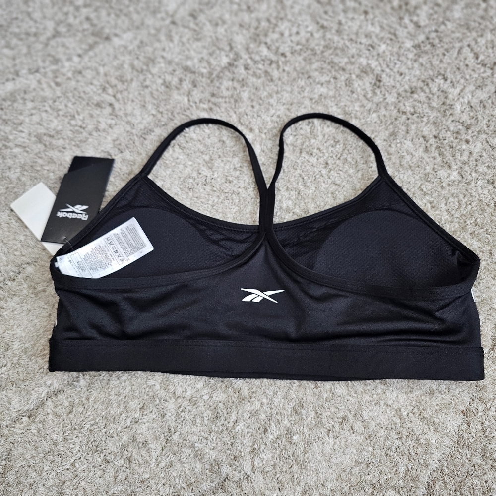 Size Large Reebok Lux Strappy Skinny Black Sports Bra - Picture 5 of 7